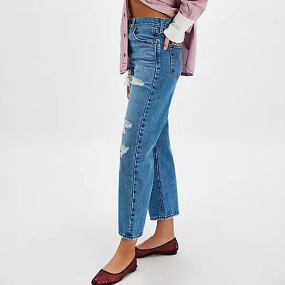 Levi's Ribcage Straight Ankle Jeans Color Live For The Music Regular Fit - Picture 4 of 6